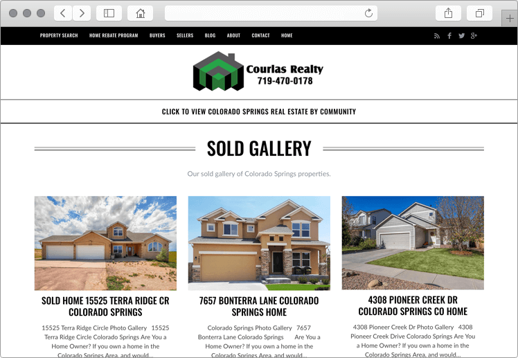 Custom Sold Gallery Colorado Springs Real Estate Web Design