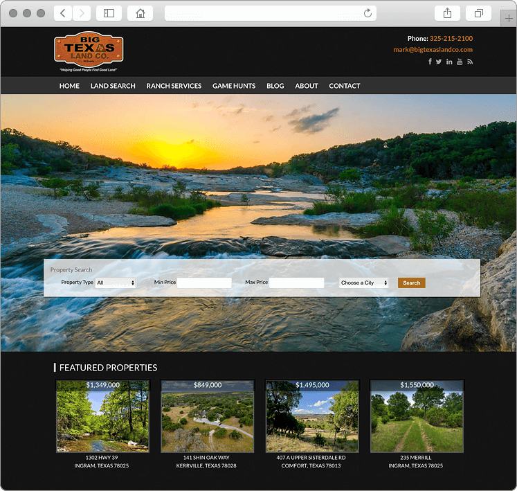 Big Texas Ranch and Land Web Design