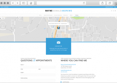 Colorado Therapist Web Design Contact Page