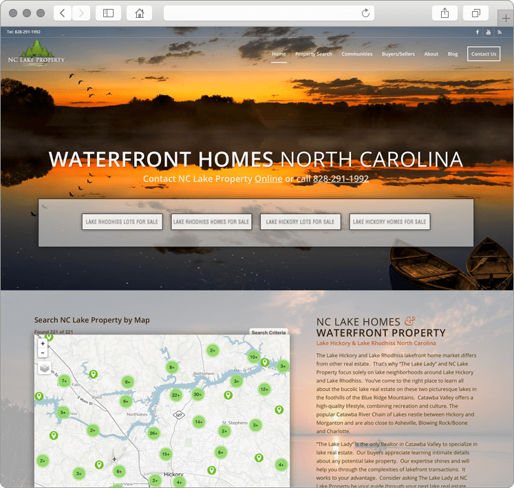 North Carolina Lake Property Web Site Design