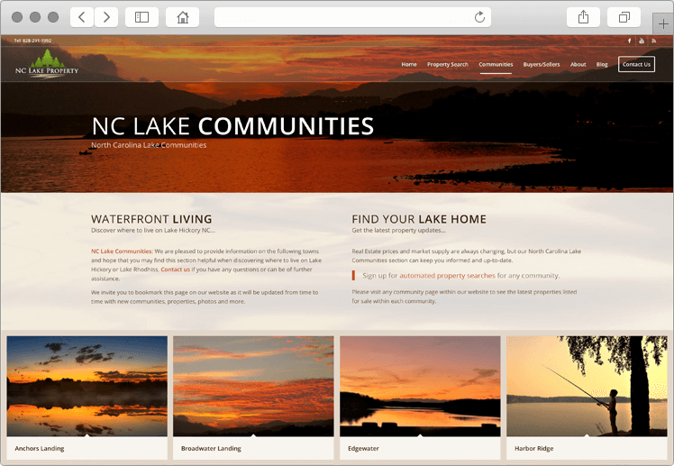 North Carolina Lake Property Web Site Community Pages