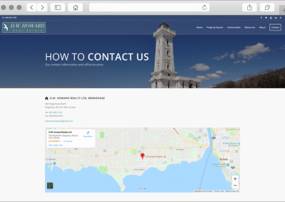 DW Howard Realty Contact Page with Form and Location Map