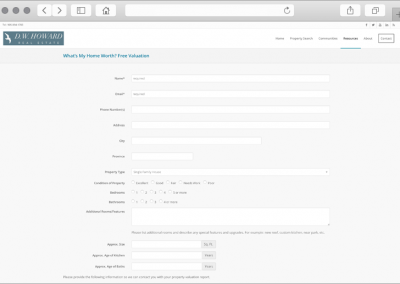 DW Howard Realty Free Home Valuation Page