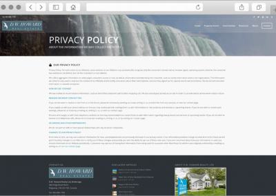 DW Howard Realty Privacy Policy Web Page Design