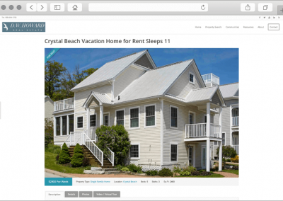 DW Howard Realty Vacation Rental Listing Detail Page Design