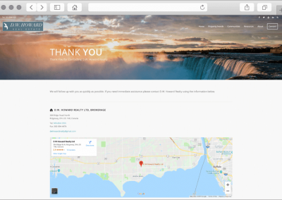 DW Howard Realty Contact Form Thank You Page Design