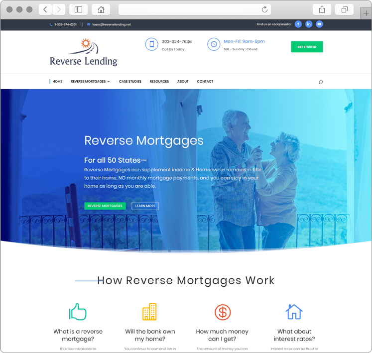 Reverse Mortgage Company Custom Web Design