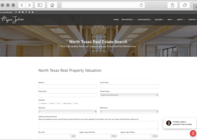 Texas Real Estate Website Property Valuation Page