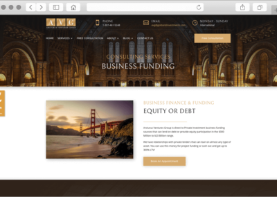 Arcturus Ventures Group Business Funding Page Design
