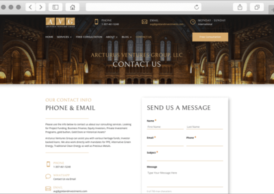 Arcturus Ventures Group Contact Page Design