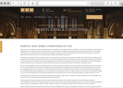 Arcturus Ventures Group Disclosures & Terms of Use Page Design