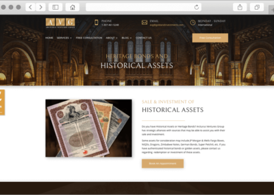Arcturus Ventures Group Historical Assets Page Design
