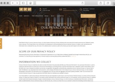 Arcturus Ventures Group Privacy Policy Page