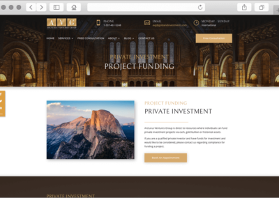 Arcturus Ventures Group Private Investment Page Design