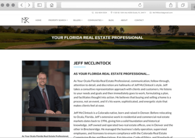 Ocala Florida Real Estate Agent Bio Page Design