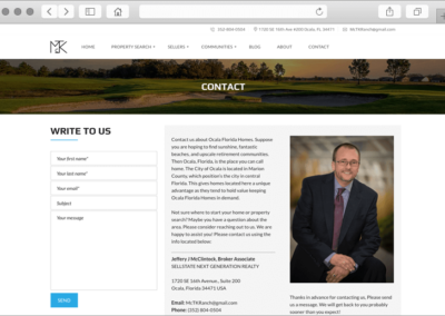 Ocala Florida Real Estate Agent Contact Page Custom Web Design