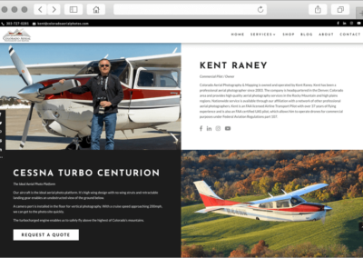 Colorado Aerial Photos Website Design - About Company Detail Page