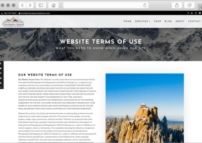 Colorado Aerial Photos Website Design - Site Use Page