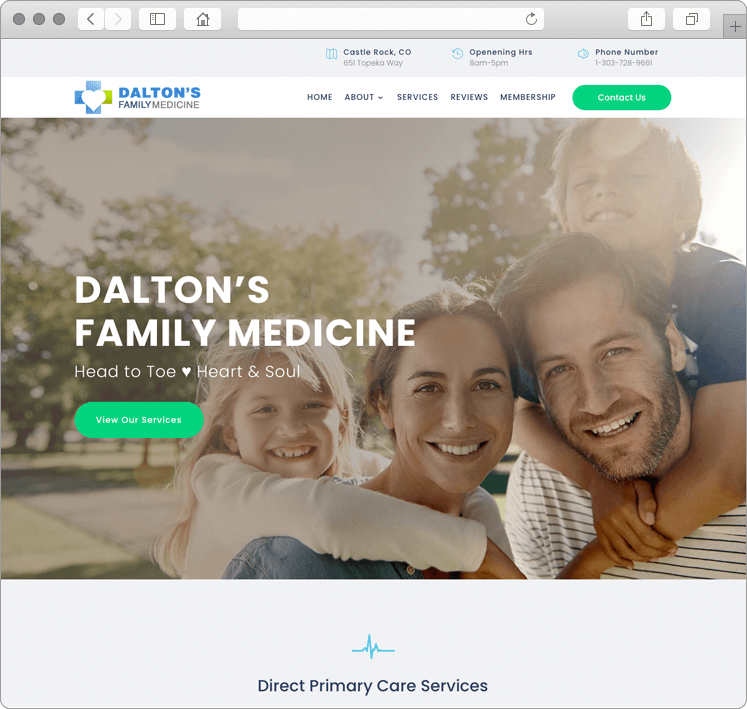 Healthcare Medical Practice Website Design for Family Doctor
