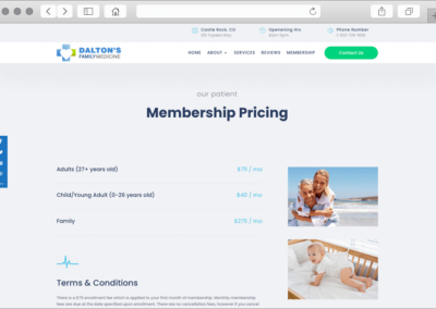 Daltons Family Medicine Membership Pricing Page