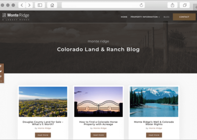 Colorado Ranch Land Website Design Blog Section