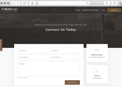 Colorado Ranch Land Website Design Contact page with Map