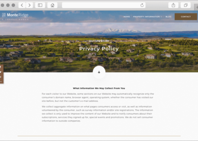 Colorado Ranch Land Custom Privacy Policy Page Design