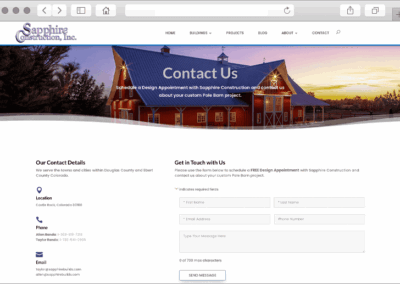 Sapphire Builds Custom Web Design Contact Us Page